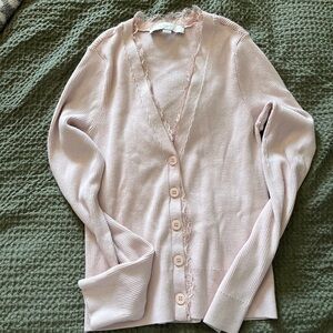 LOFT Light Pink Button-Up Cardigan